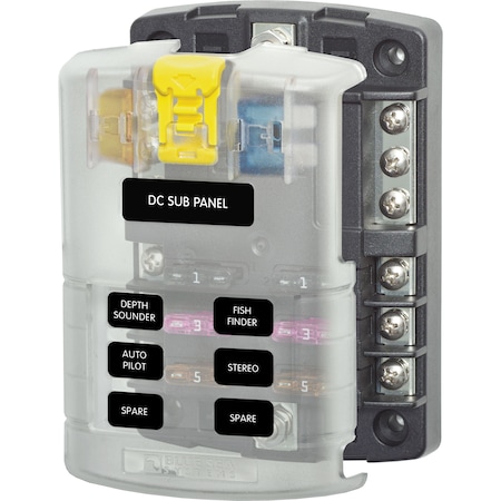 Blue Sea Systems 5025-BSS ST Blade Fuse Block - 6 Circuits With Negative Bus And Cover